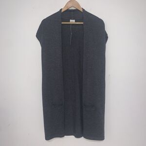 NWT Chico's Cardigan Sweater Women's 0 Gray Sleeveless Open Front Office Classic